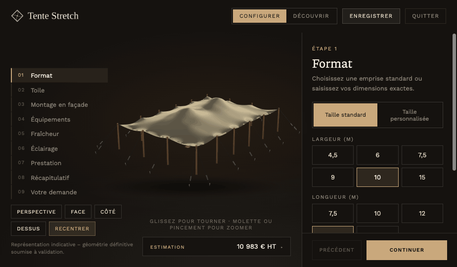 Aperçu du module de configuration 3D