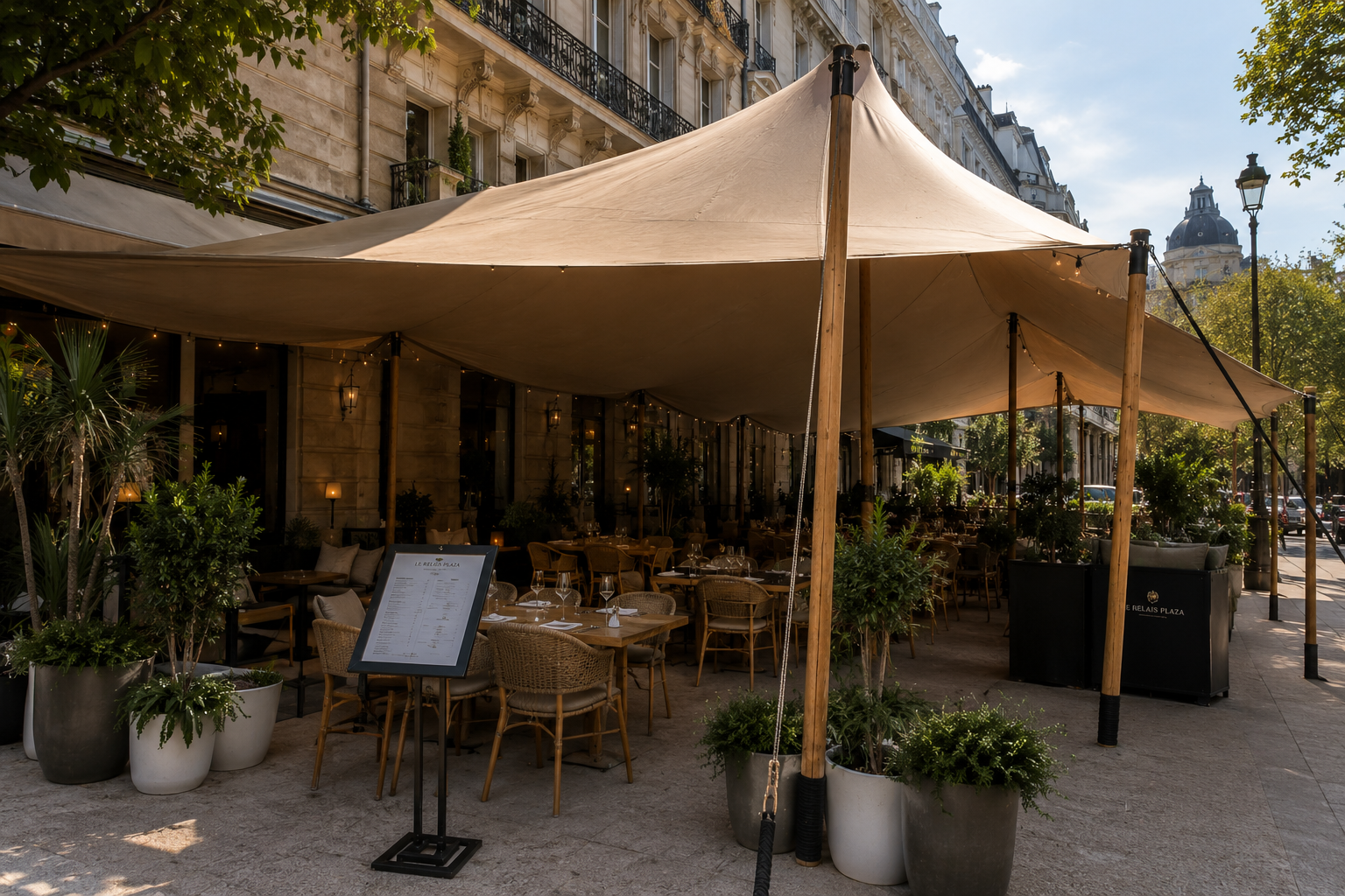 Configuration de terrasse avec tente stretch 2